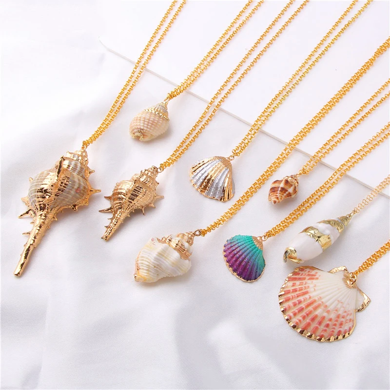 

Lateefah Boho Fashion Gold Color Conch hawaiian shell necklace For Women Ocean Seashell Beach Necklace Jewelry Accessories