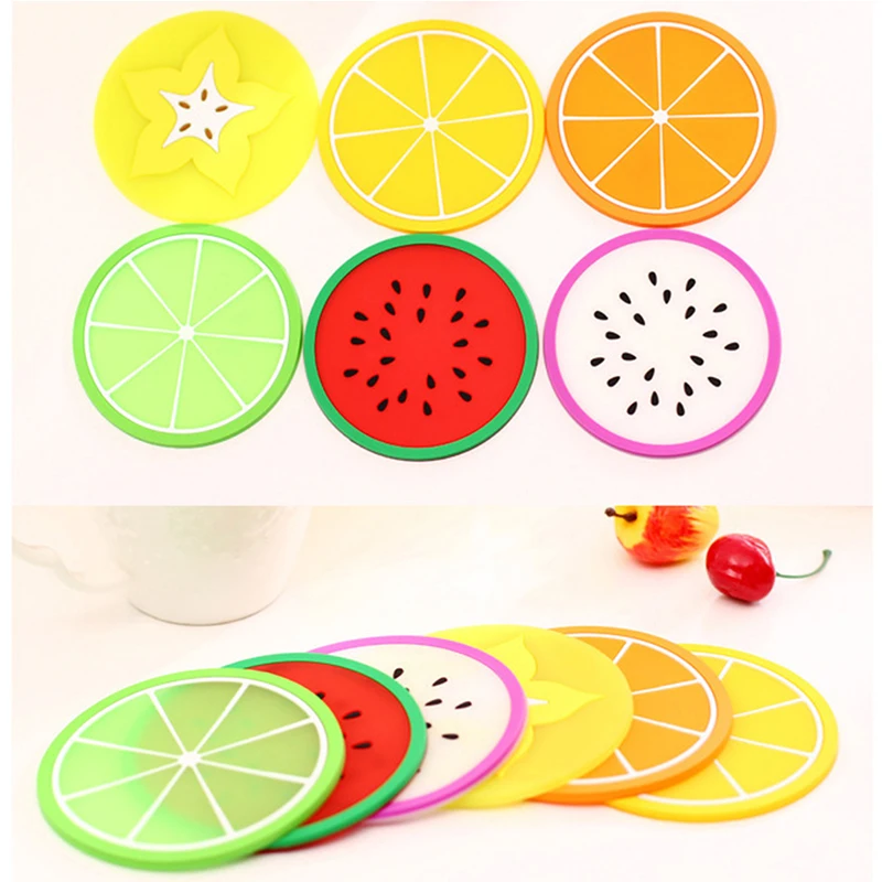 

Hot Coaster Fruit Shape PVC Rubber Cup Pad Slip Insulation Pad Cup Mat Pad Hot Drink Holder Trivet, Customized