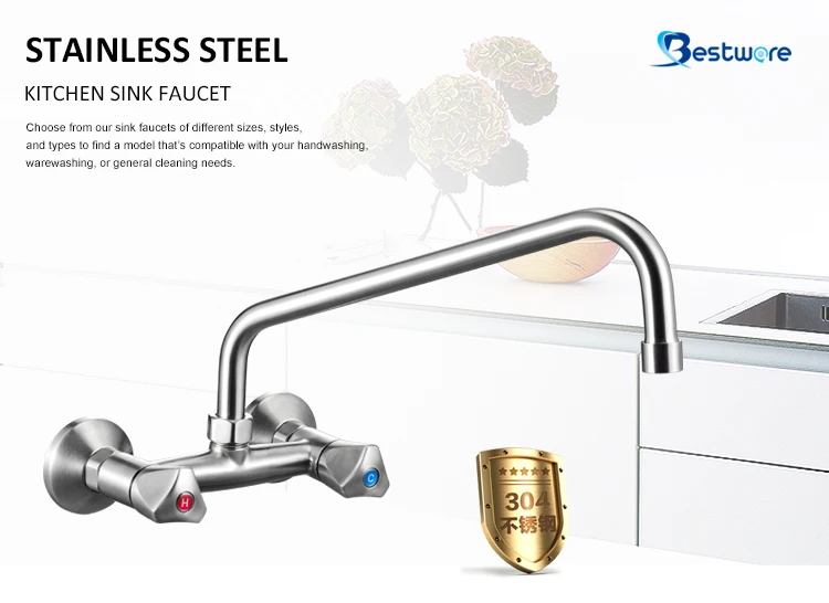 2018 Stainless Steel Commercial Water European Water Tap Double Handle