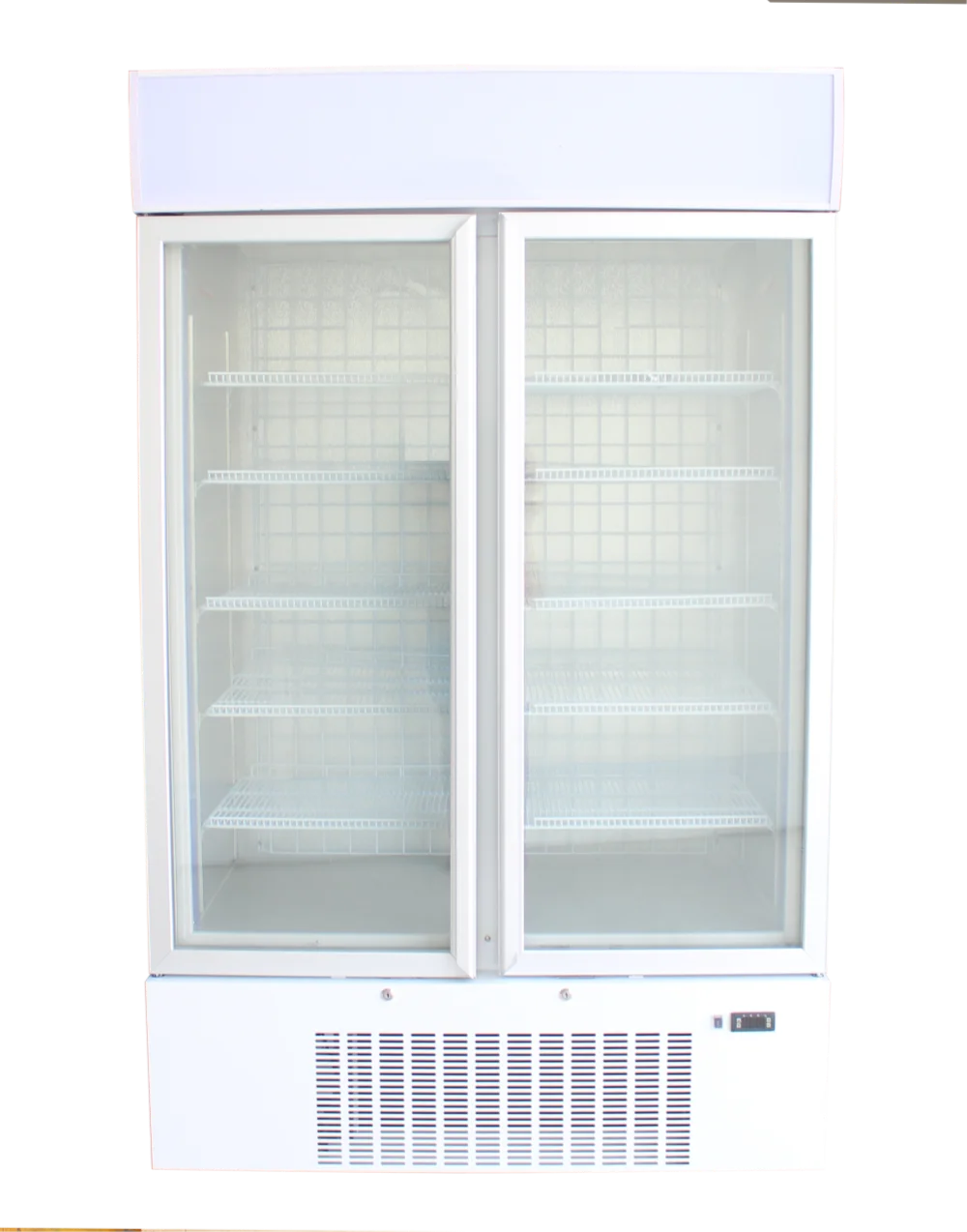 Commercial Supermarket Double Transparent Glass 2 Door Vertical Frozen