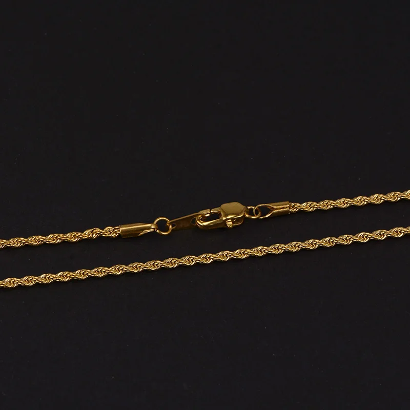 
High Quality 2.0mm 14K Gold PVD Plaiting Stainless steel Rope Chain 