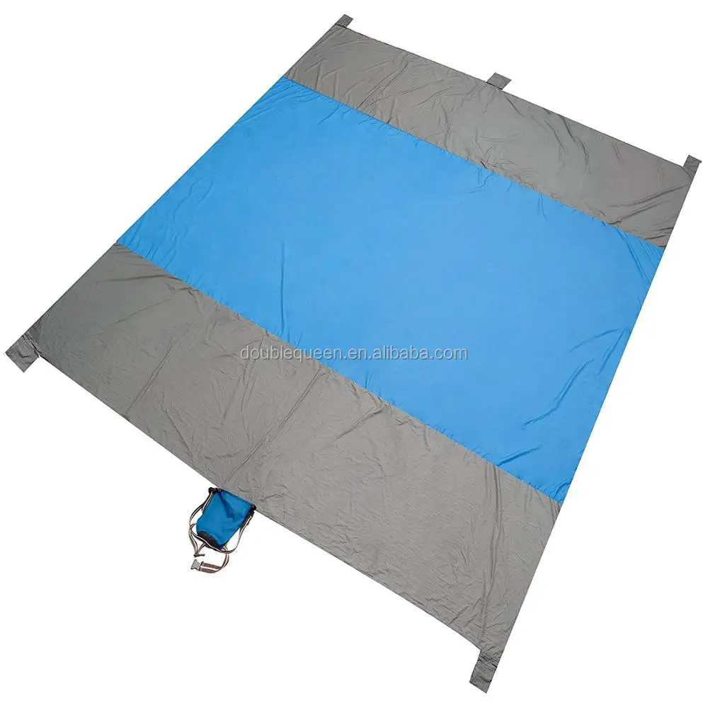 10'x9' Nylon Sand Proof Blanket With 6 Sand Securing Pockets For Beach