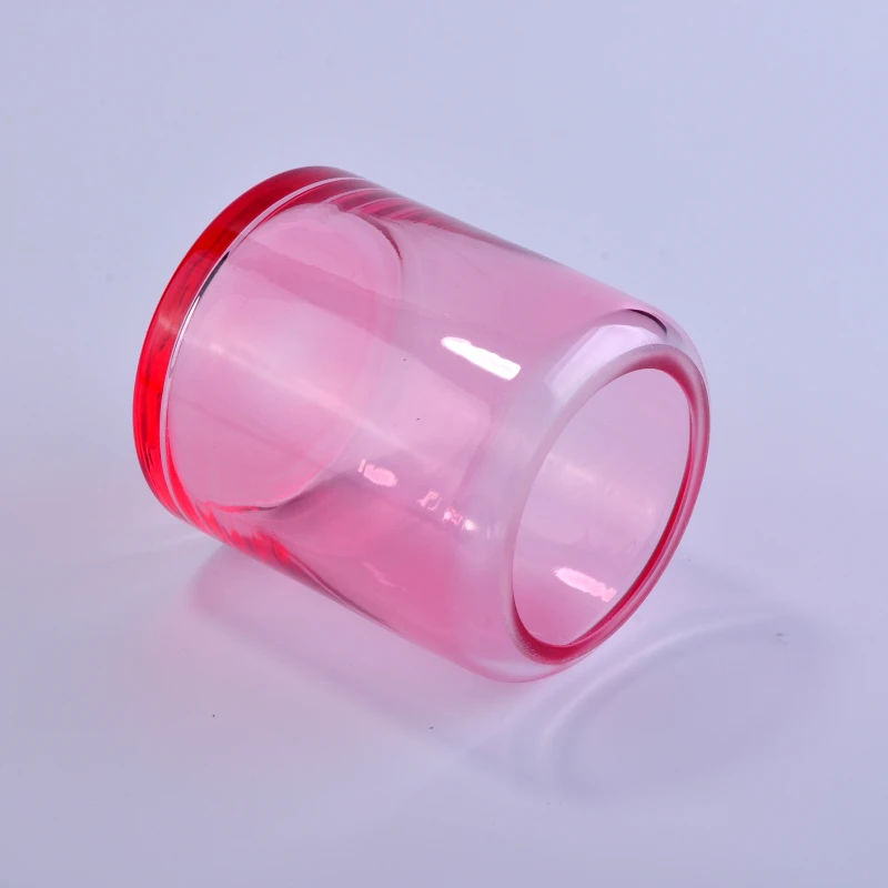 Red color glass candle jars wholesale for home decoration