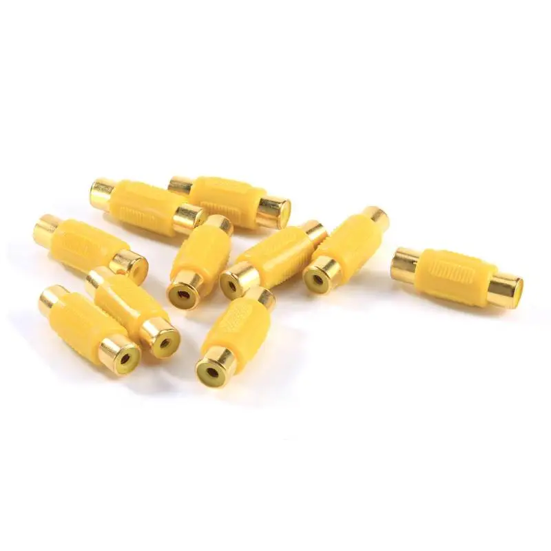 

10pcs Gold-Pated RCA Female to Female Coupler Plug Connector Adapter Converter for Computer TV DVD