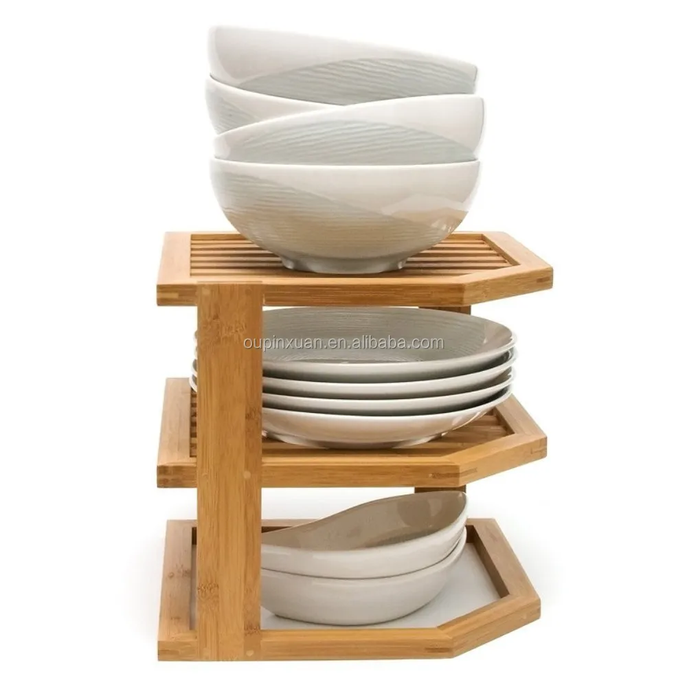 Home Basics Bamboo Dish Drainer Dish Rack Bamboo 3 Tier