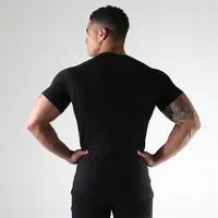 

Training sweat absorb quick dry elastic round collar short sleeve T-shirt men