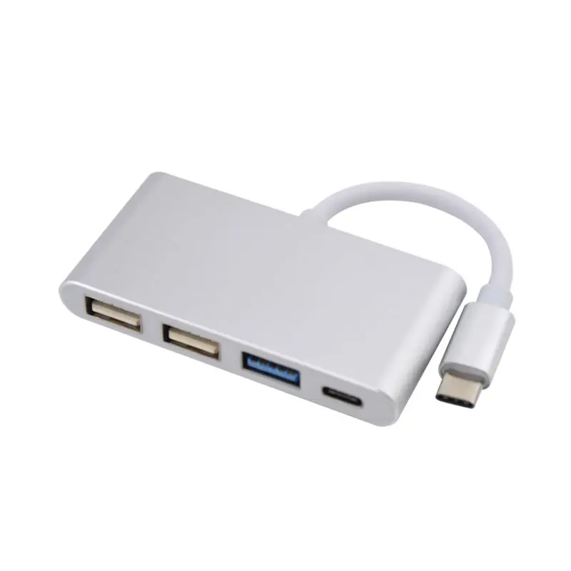 

RJC3028 4in1 aluminum alloy shell USB 3.1 TYPE C to USB 3.0 USB 2.0 hub adaptor convertor cable, Silver or gold color or customized other colors