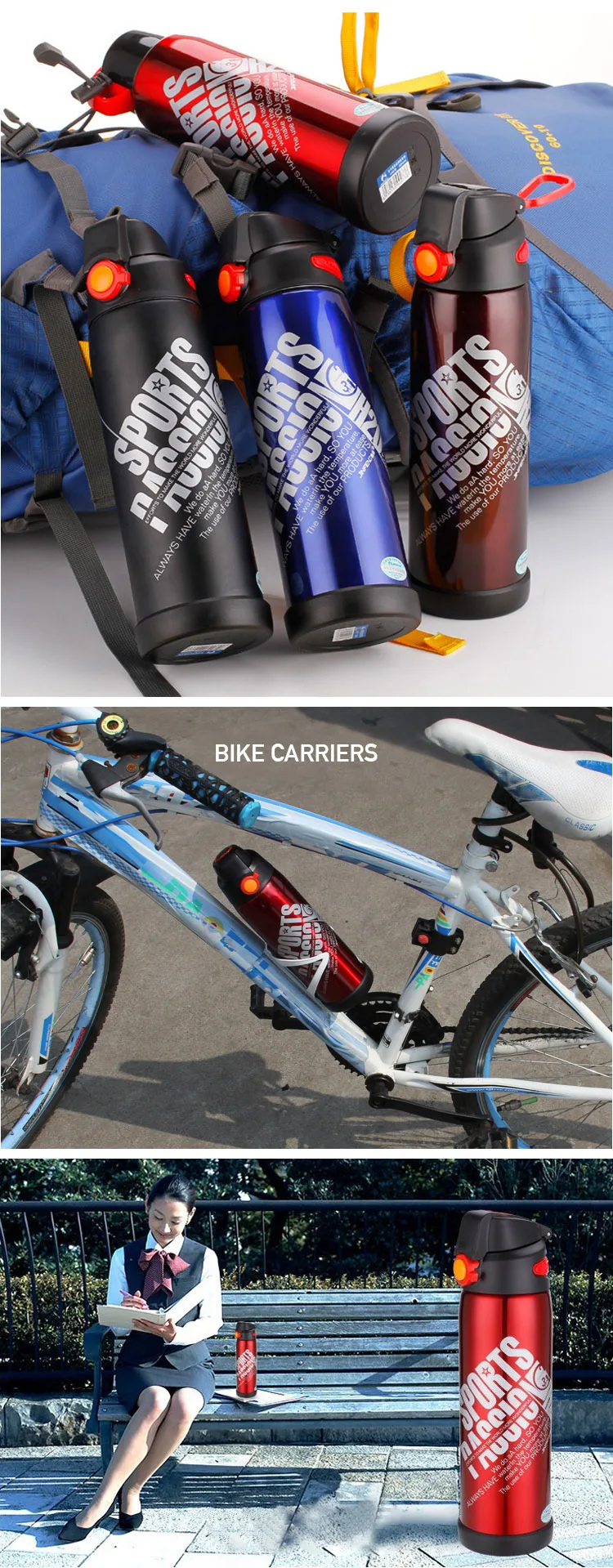 Promotional Double Wall Vacuum Thermos, Metal Thermos Flask, Stainless Steel Thermos Sport Bottle