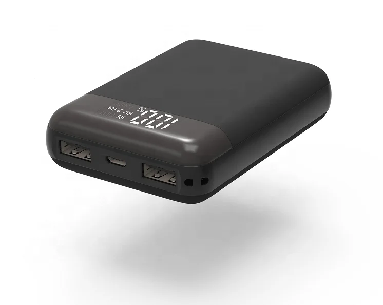 

HT-B10D digital display 10000mah smallest mini power bank with Electromagnetic charging wire, Black white