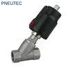 high temperature Inox ss304 stainless steel female thread G1 DN25 pneumatic bevel angle seat valve