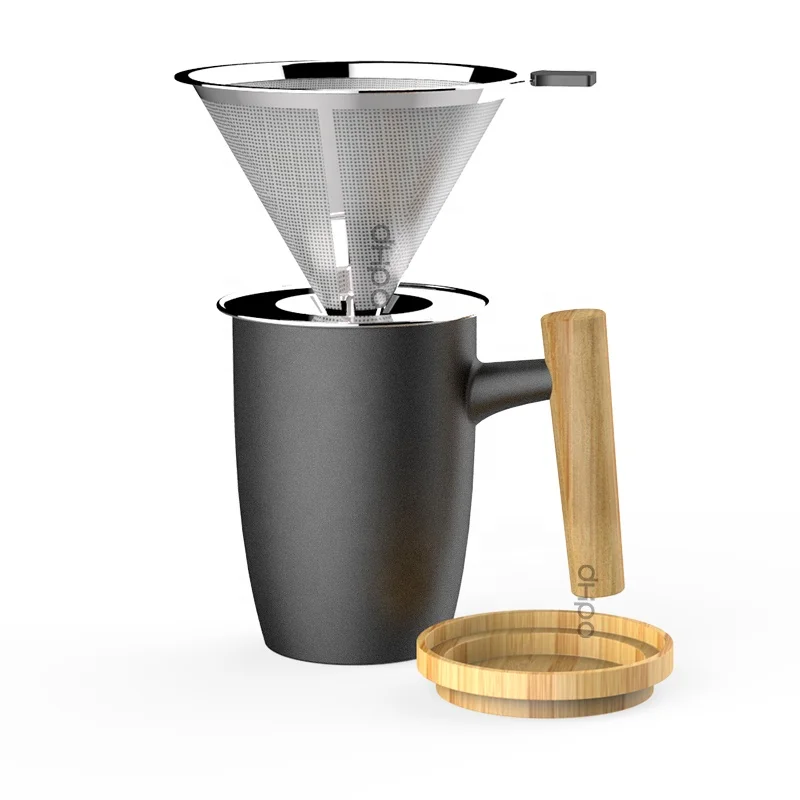 

DHPO Stainless Steel Pour Over Coffee Dripper with Mug Set