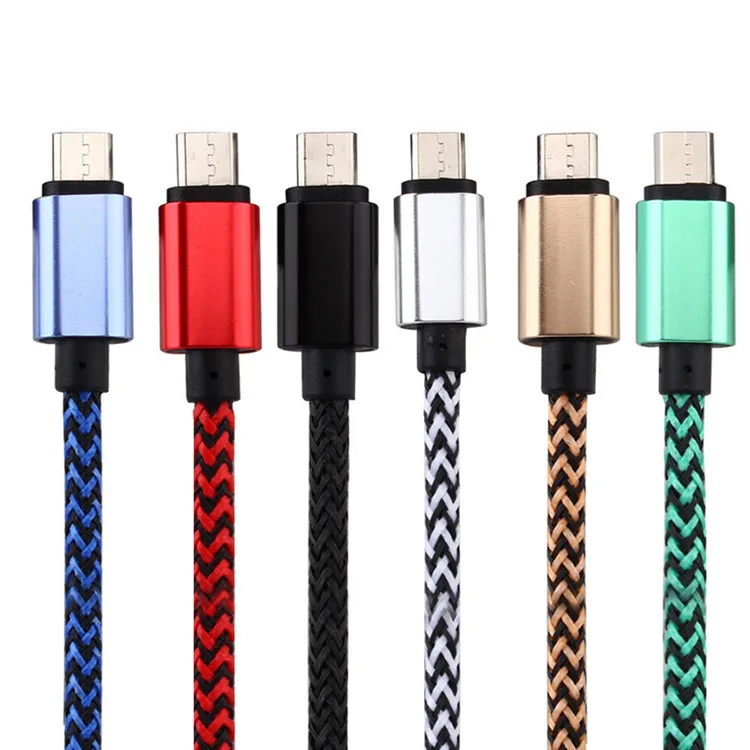 2018 High Speed Metal Head 1M/ 3FT Nylon Braided Micro USB Cable For iPhone 6,7,8,Plus, Android