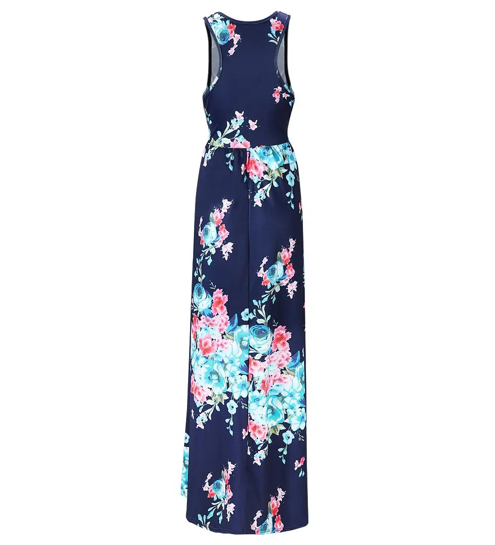 

Hot Sale Long Summer Maxi Floral Beach Dress For Women, Black
