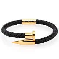 

Mcllroy fashion men's leather bracelet 2019 Jewelry genuine leather nail bracelets for men man hand bracelet