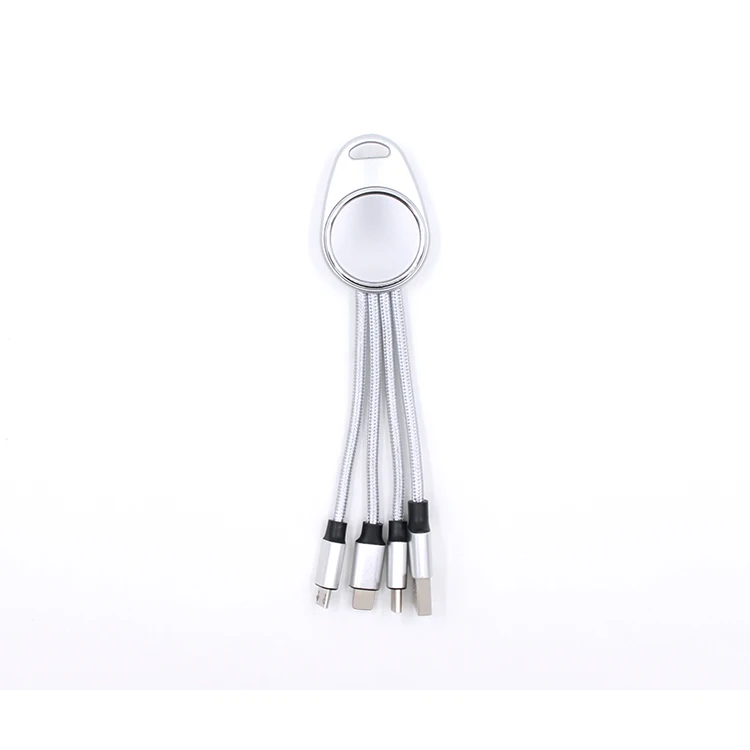 3 In 1 keychain USB Cable For iphone Lighting Cable for IOS for Android for type c quick charge