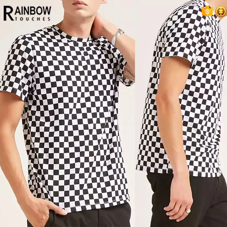 

Custom Mens Urban Wear Checker Men Printing T Shirt, Custom colors