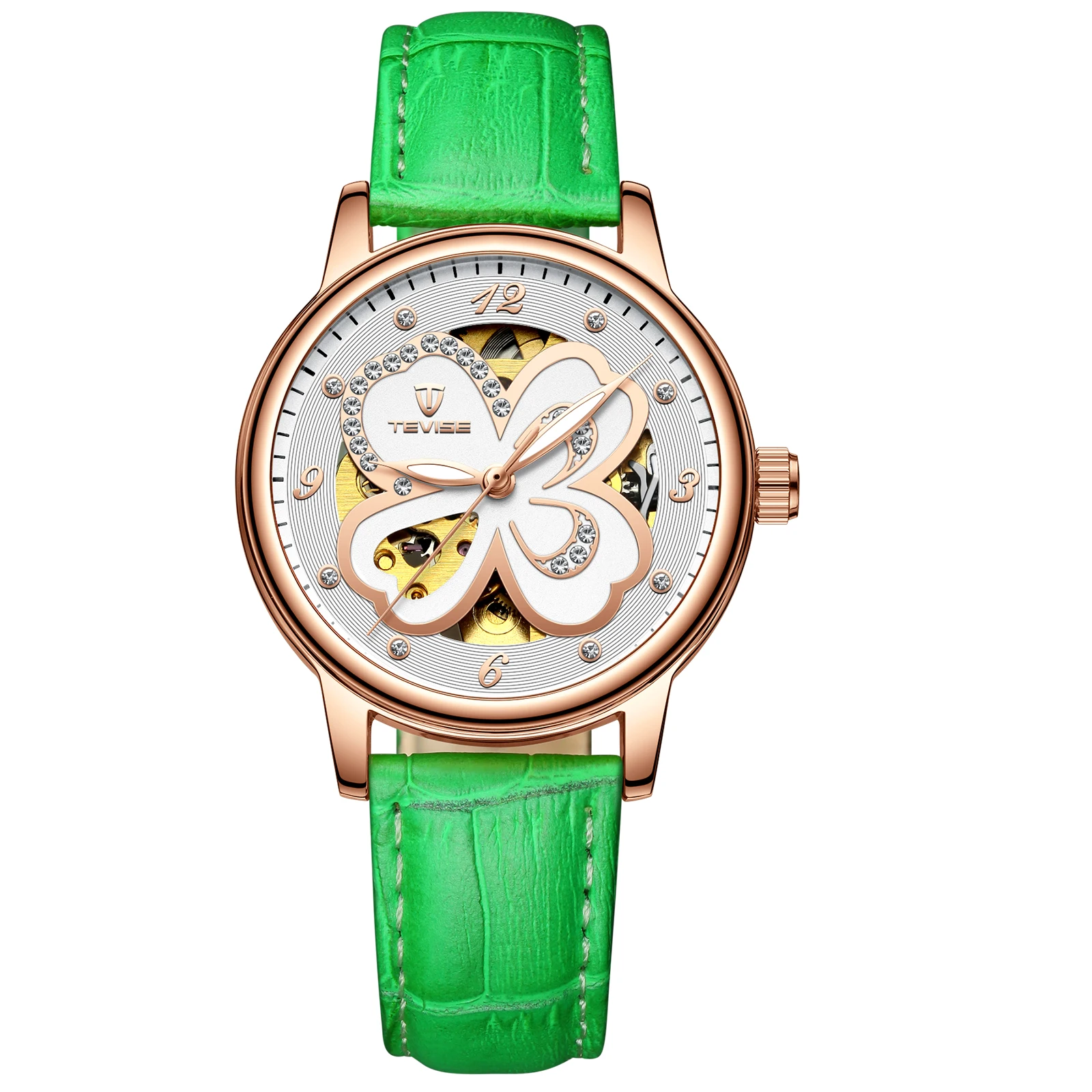 

tevise new lady watch for gift genuine leather strap women watch wholesale automatic women watches, Optional mens watch