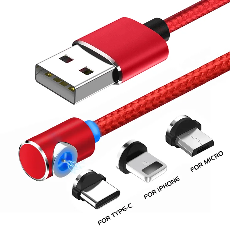 

Magnetic Phone Charger Cable, L Shape cable, Micro USB Charging Cable Nylon Braided Durable Magnet USB cable, Black