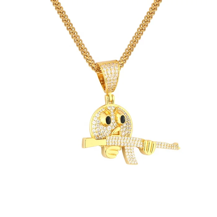 

Missjewelry Emiji Face Gold Chain Necklace Hip Hop Pendant AAA