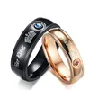 Hot selling stainless steel rose gold plating couple ring Her king His Queen crown couple ring IP black plating rings