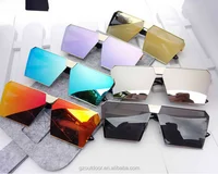 

personal big frame reflective rectangle sunglasses,cool dazzle color fashion resin goggles,FDA ready stock custom logo shades