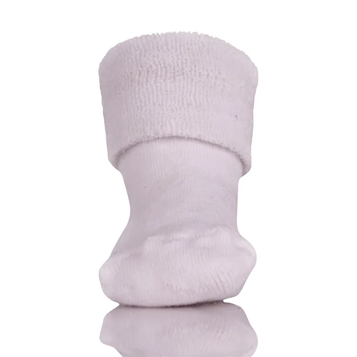 Wholesale Cute Unisex Cotton Cuff Plain White Baby Socks