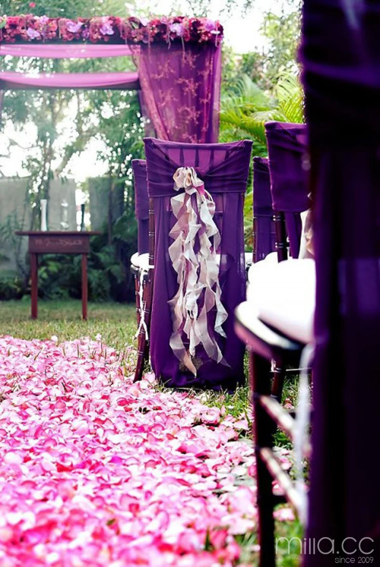 purple chiffon chair covers sashes hood for weddings.png