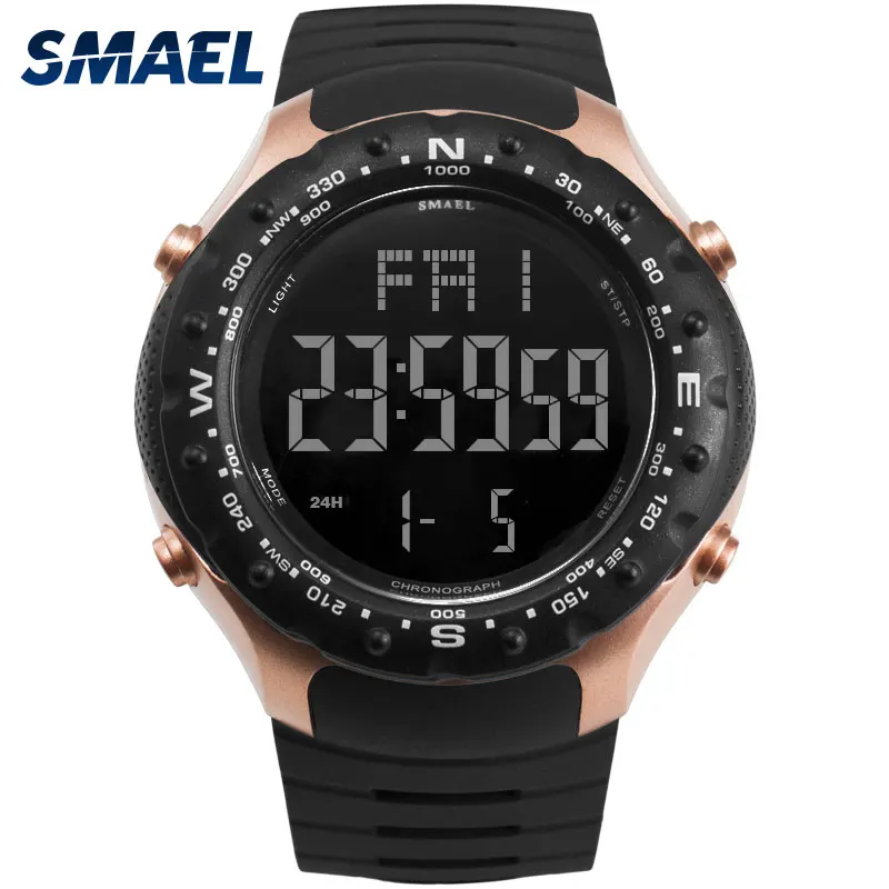 

SMAEL wholesale water resistant sport digital wrist watch with high quality, Black blue;army green;black rose gold;black;khaki