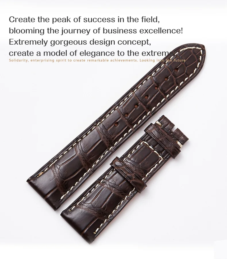 Handmade white line crocodile leather watch strap bands