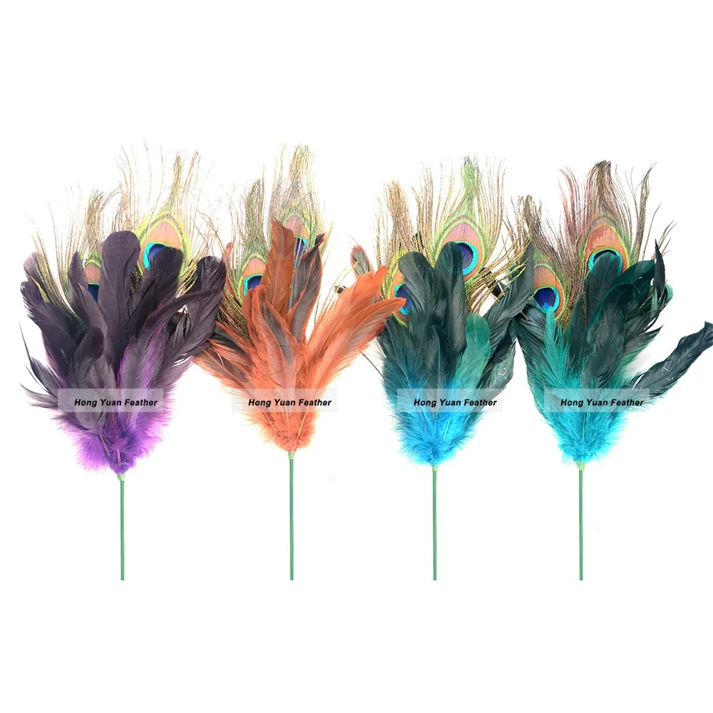 ostrich and peacock feather centerpieces