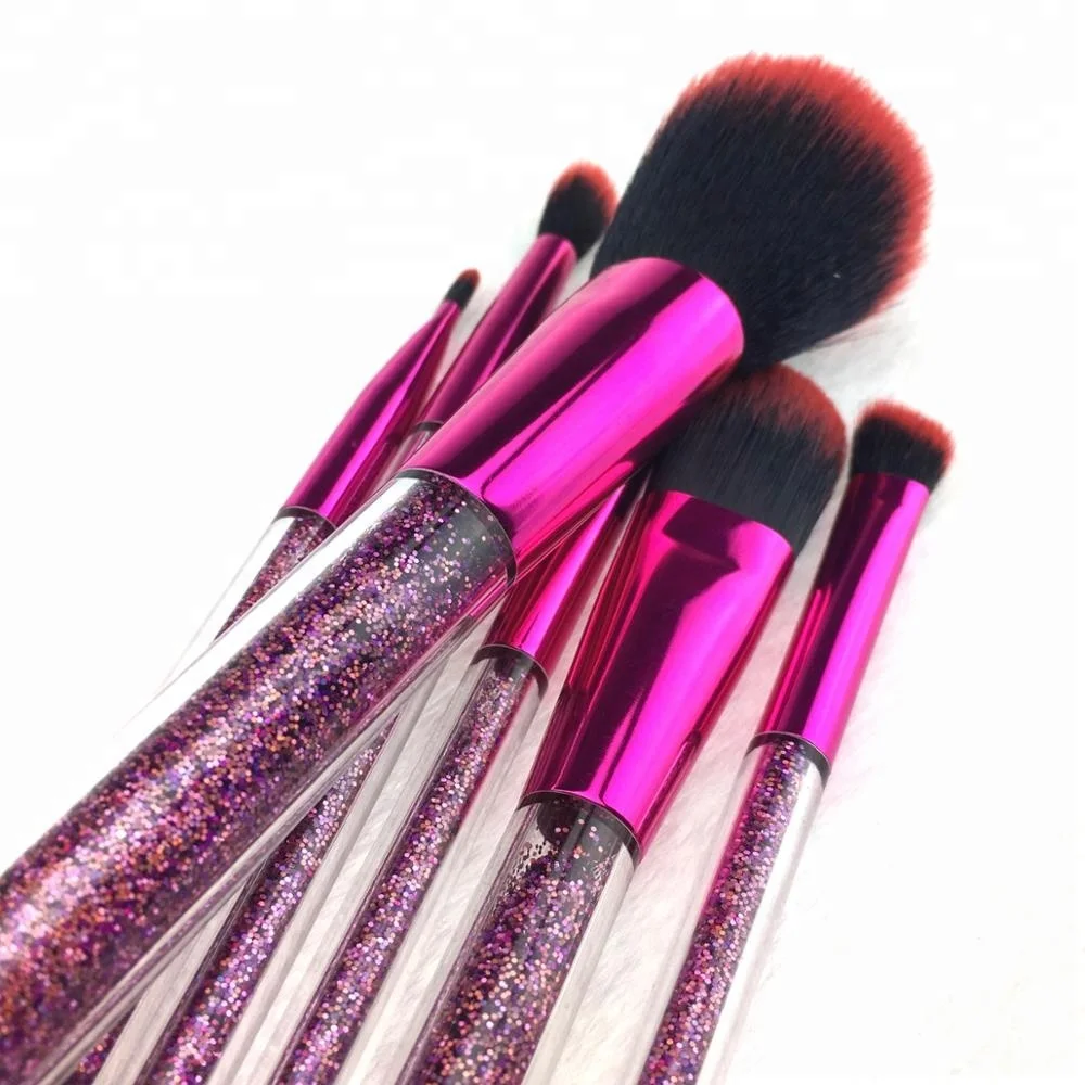 with logo bling magnet clear 7pcs professional synthetic empty water eyeshadow magnetic purple blending makeup brushes glitter