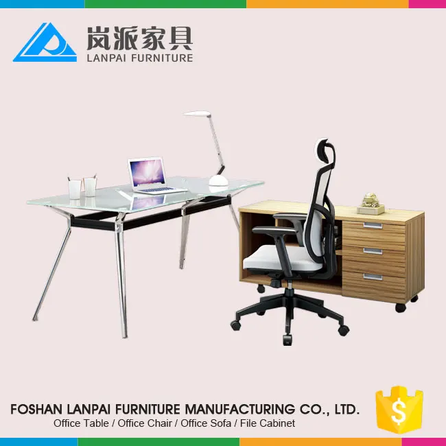Ms01 Modern Glass Top Office Glass Computer Executive Desk For Sale