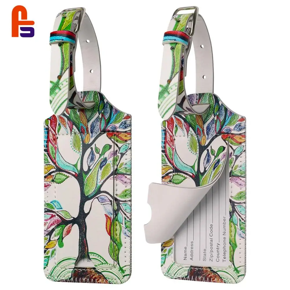 

Luggage Tag with Strap PU Leather Luggage Tags Suitcase Label