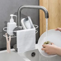 

Kitchen ABS PP Iron Caddy Sponge Holder In Sink Area Organiser Storage Rack Hanging