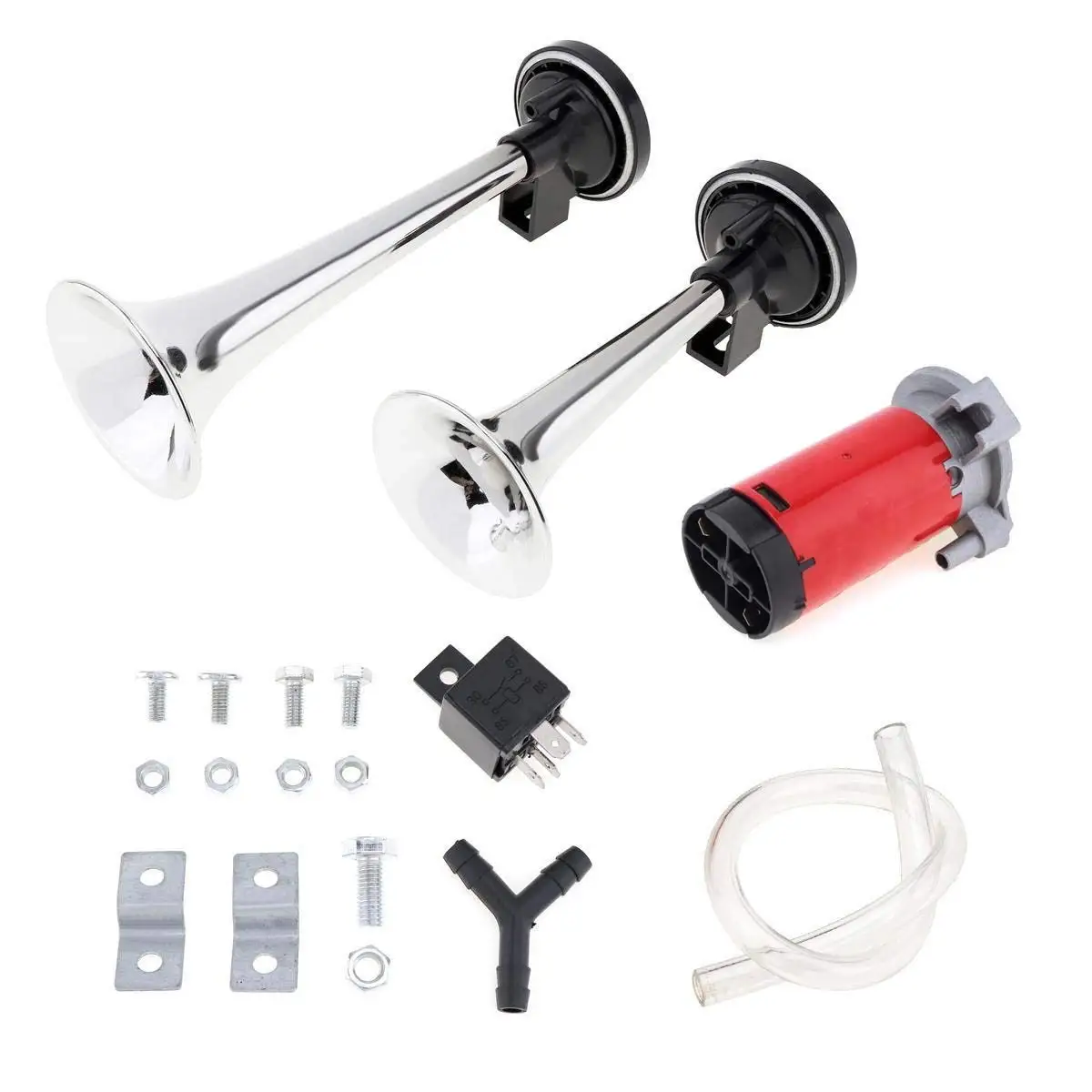 Exterior Accessories TRADERPLUS 12V 135DB Dual Trumpet Horn with Two