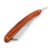 QSHAVE Straight Razor Hand Made Wooden Handle Classic Safety Straight Razor Shaver Fit half Piece Double Edge Razor Blade