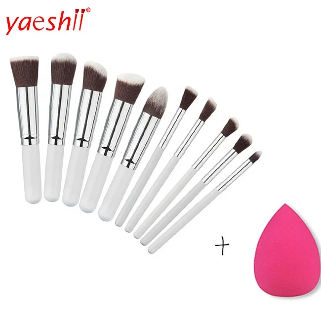 

Yaeshii wooden Handle and Synthetic Hair Brush Cosmetic 10 pcs makeup brush set kit tool, N/a