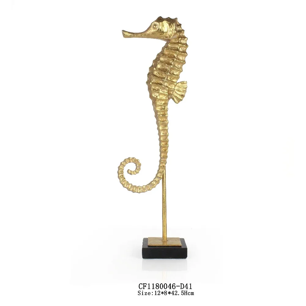 Resin Animal Gold Seahorse Ornament Sculpture Home Decoration for sale manufacture