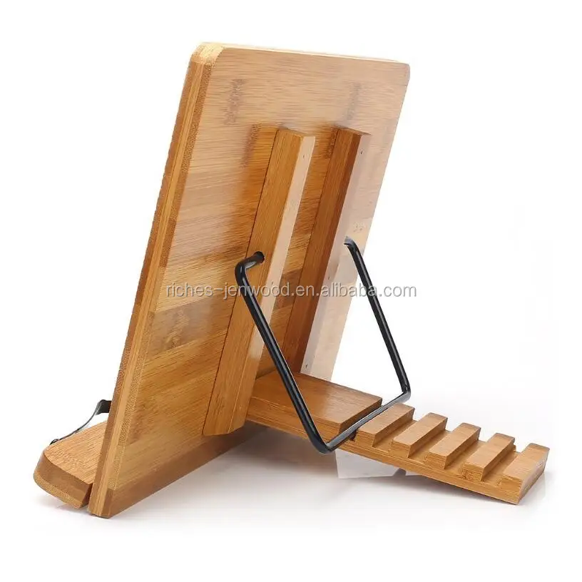 Bamboo adjustable cookbook stand Music Books Tablet Cook Recipe Stands
