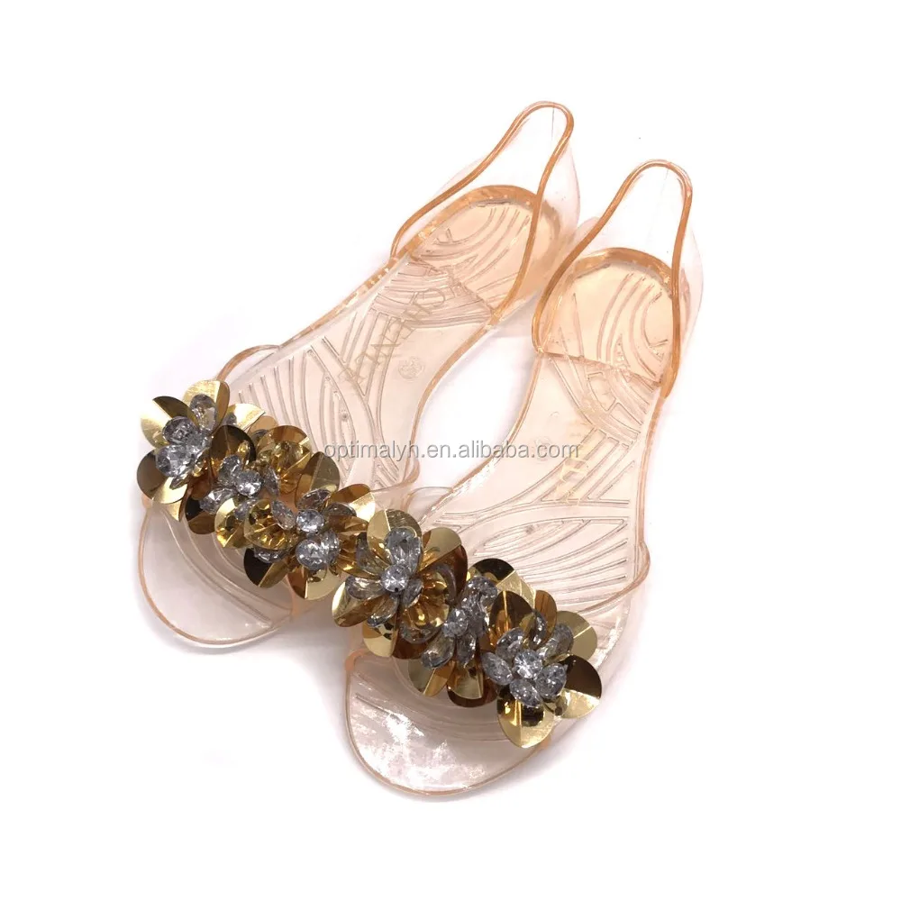 

2021 new styles women jelly sandals shoes with bow and gems, Picture