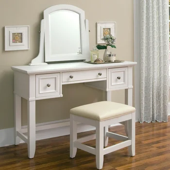 2016 Made In China White Dresser Dressing Table With Chair