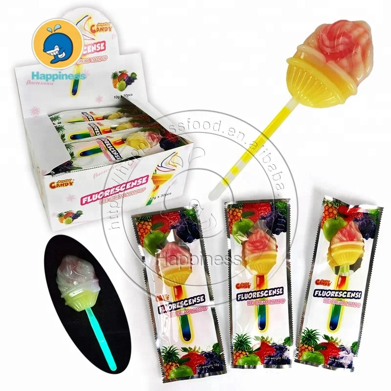 

halal fruity ice cream fluorescence lollipop lighting glow stick candy