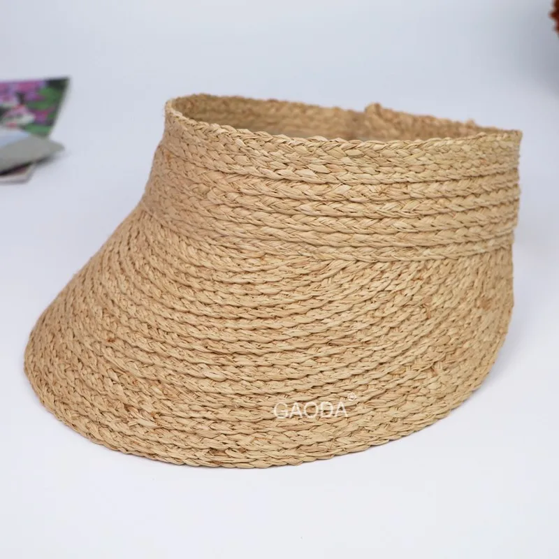 
Wholesale stylish lady hats raffia straw sun visor cap 