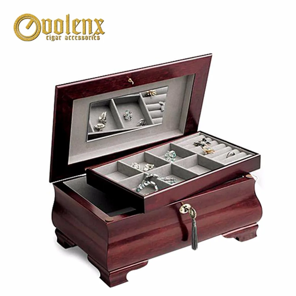 Mirrored Jewelry Box With Drawers Antique Silver Wooden Jewelry