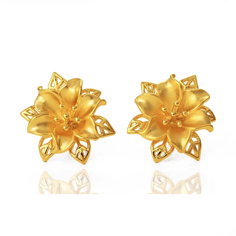 

joyeria Xuping gold 24K innovative flower stud earrings for women