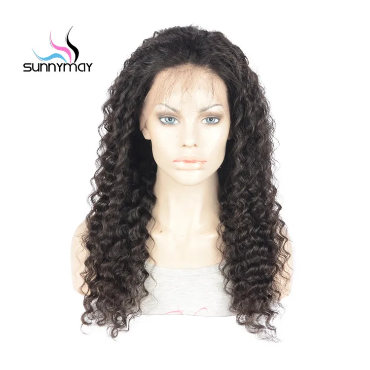 

Hot Sale Burmese Hair Deep Wave Full Lace Human Hair Wigs For Black Women In Stock Pre Plucked Natural Hair Line, Natural color;can be dyed