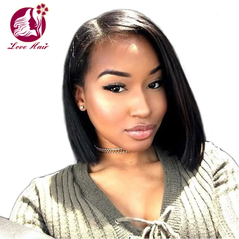 

150% Density Short BOB Wig For Women Brazilian Remy Hair Straight 13x6 Lace Front Human Hair Wigs Side Part Bleached Knots