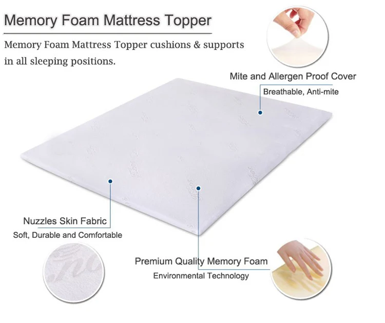 Memory foam gel compressed bed mattress topper