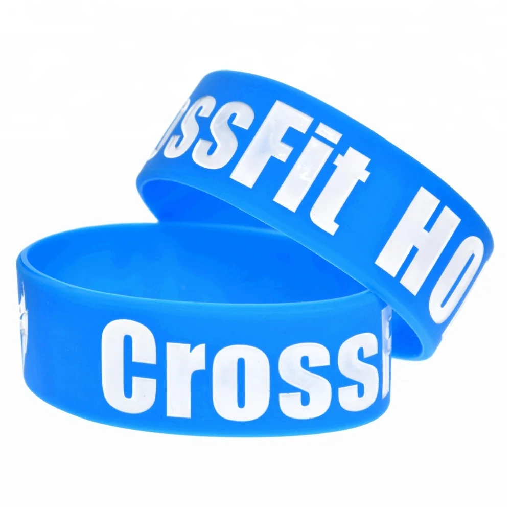 

25PCS 1 Inch Wide CrossFit Holic Silicone Wristband for Sport, Black, white and blue