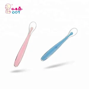 Image of 2pcs/set baby feeding use Flexible silicone spoon with LOGO printing